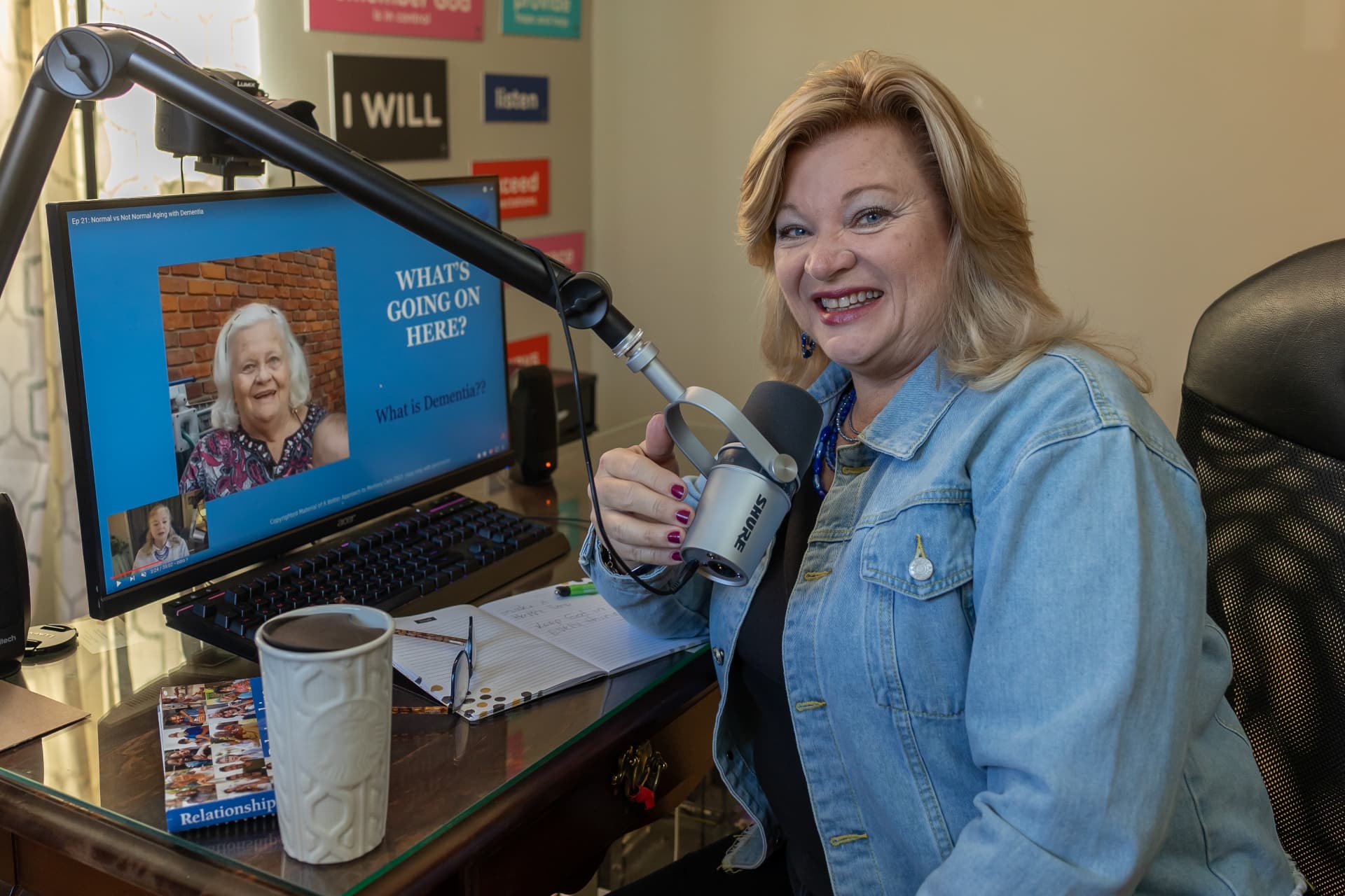 Teresa Youngstrom recording an episode of A Better Approach to Memory Care